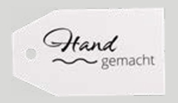 Anhängekarten 4x7cm "Hand gemacht" weiß